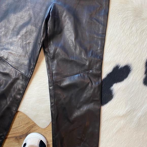 Vintage 1990s Danier Black Straight Leg Leather Pants Made in Canada - Picture 3 of 8